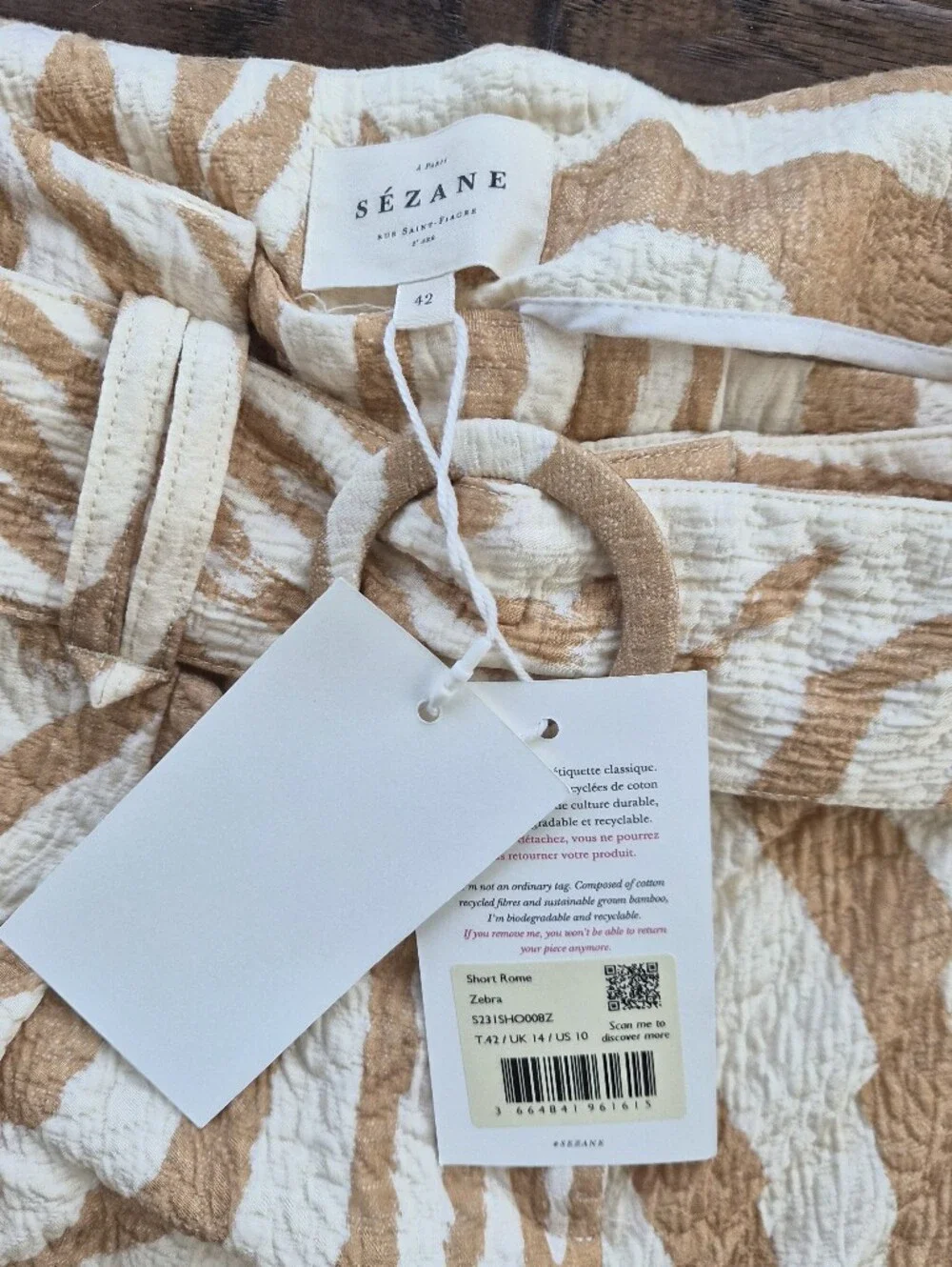 *NWT* [Sezane] Rome Shorts In Zebra, Size 42, US 10